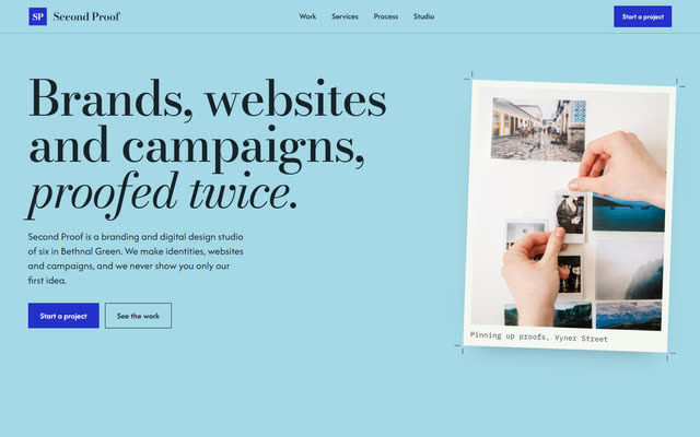 Second Proof, a creative agency website template