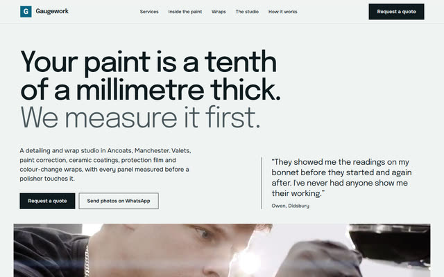 Gaugework, a detailing & wraps website template