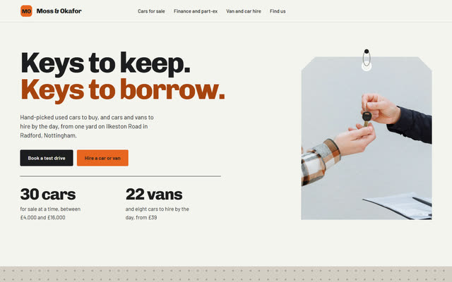 Moss & Okafor, a car sales & hire website template
