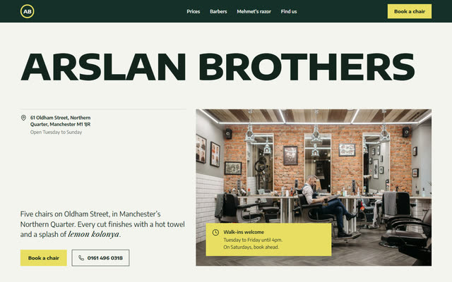 Arslan Brothers, a barbershop website template