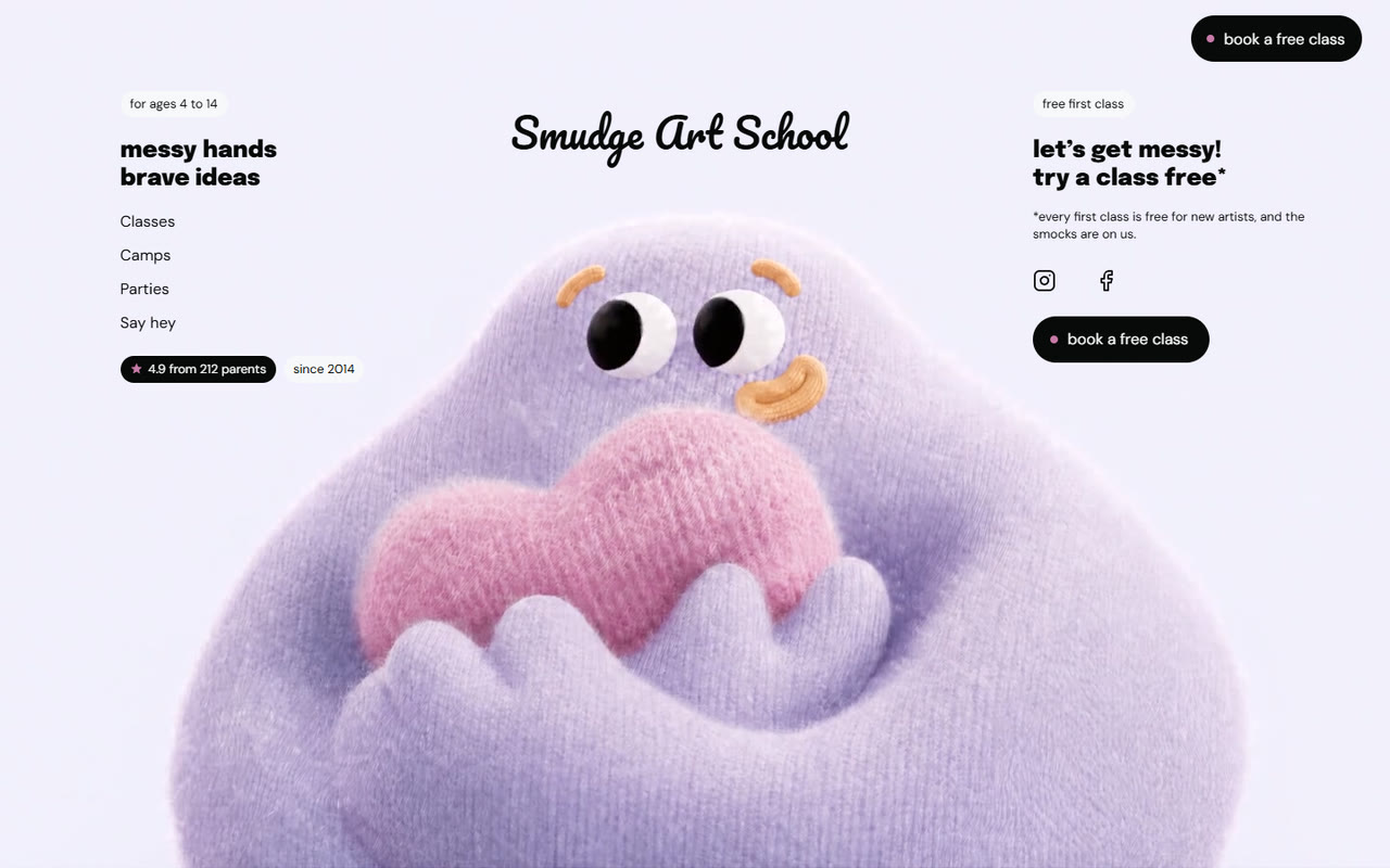 Server Free Template Report Smudge Art School — kids art school website template | SiteDrop Live