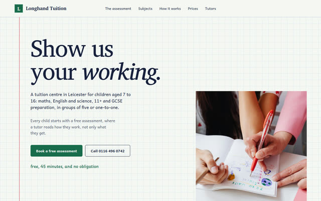 Longhand Tuition, a tutor, school & nursery website template