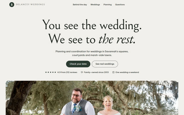 Delancey Weddings, a wedding planner website template