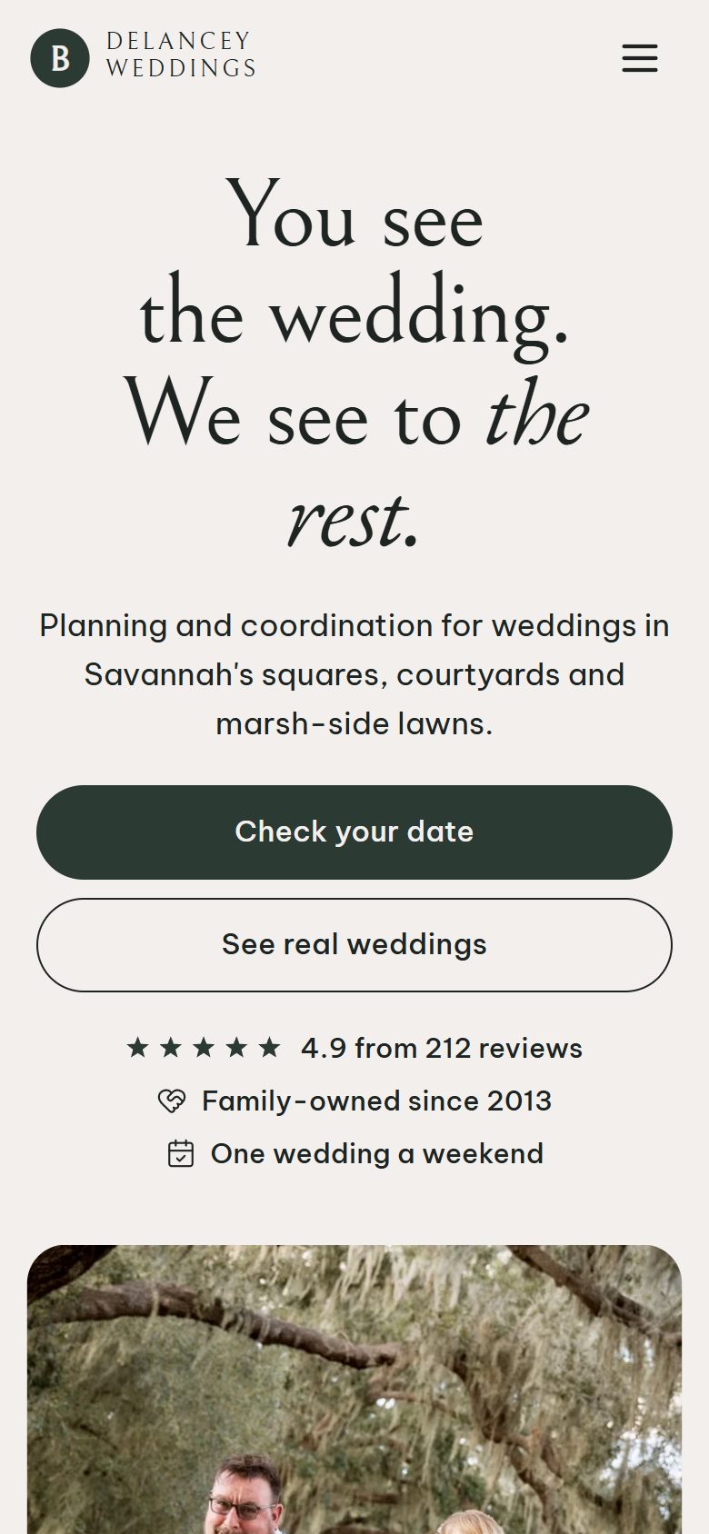 Delancey Weddings on a phone