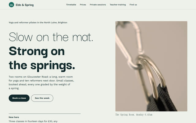 Ebb & Spring, a yoga & pilates studio website template