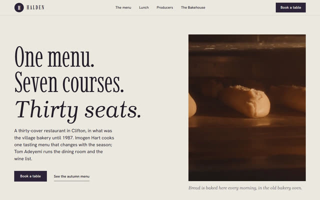 Halden, a fine dining website template