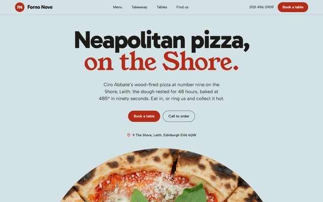 Forno Nove, a pizzeria website template