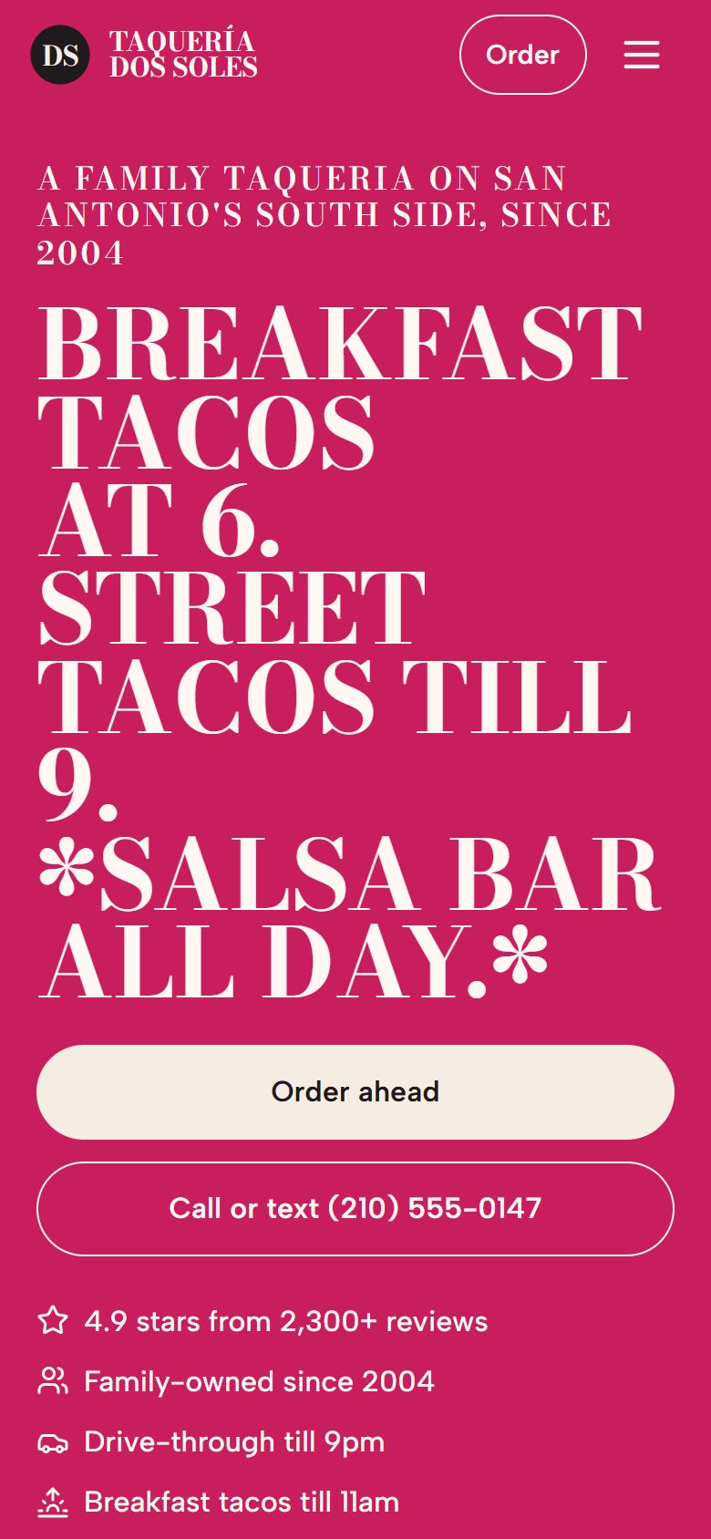 Taquería Dos Soles on a phone