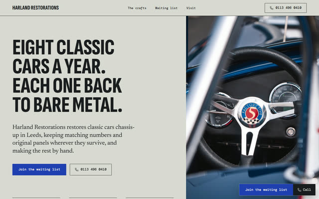 Harland Restorations, a classic car restoration website template