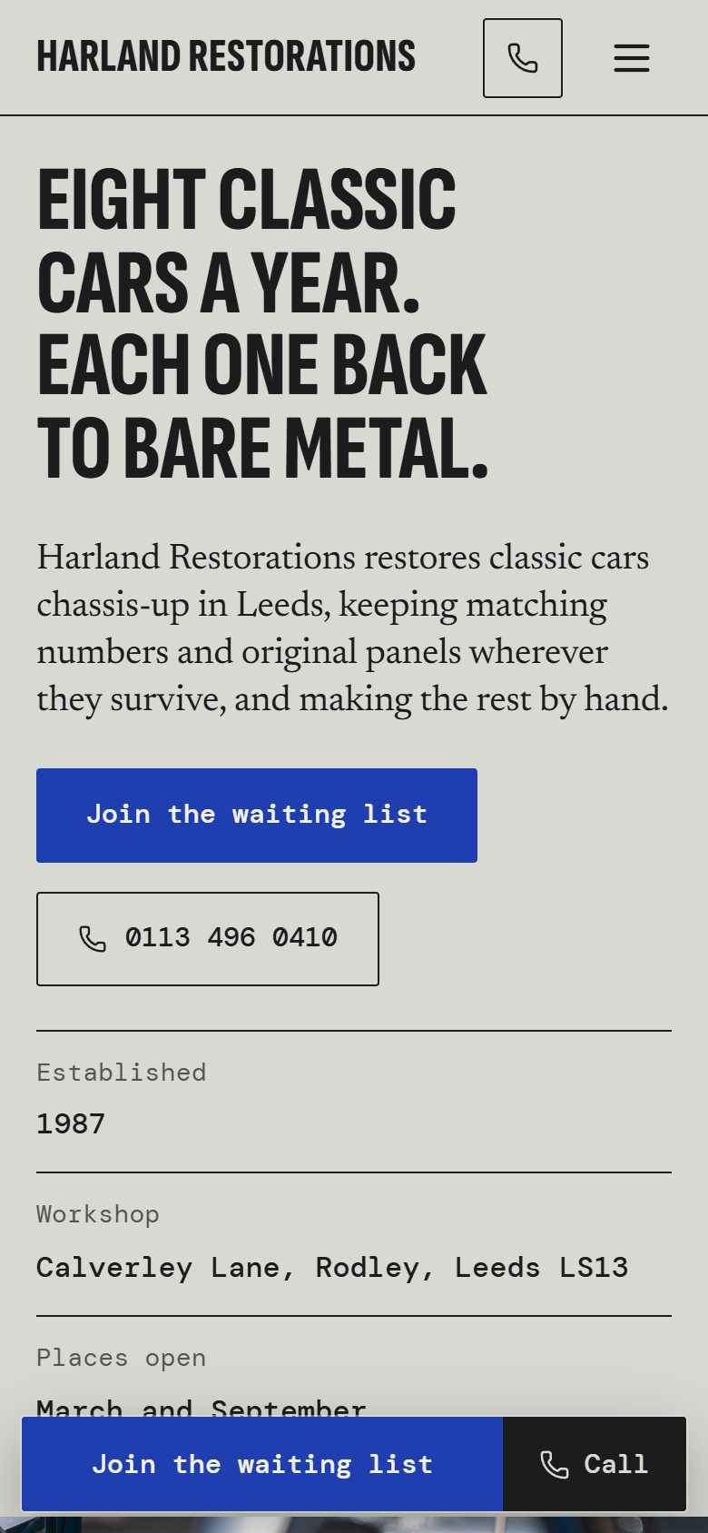 Harland Restorations on a phone