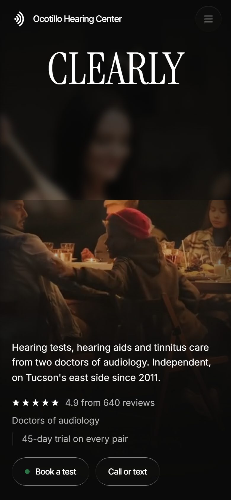 Ocotillo Hearing Center on a phone