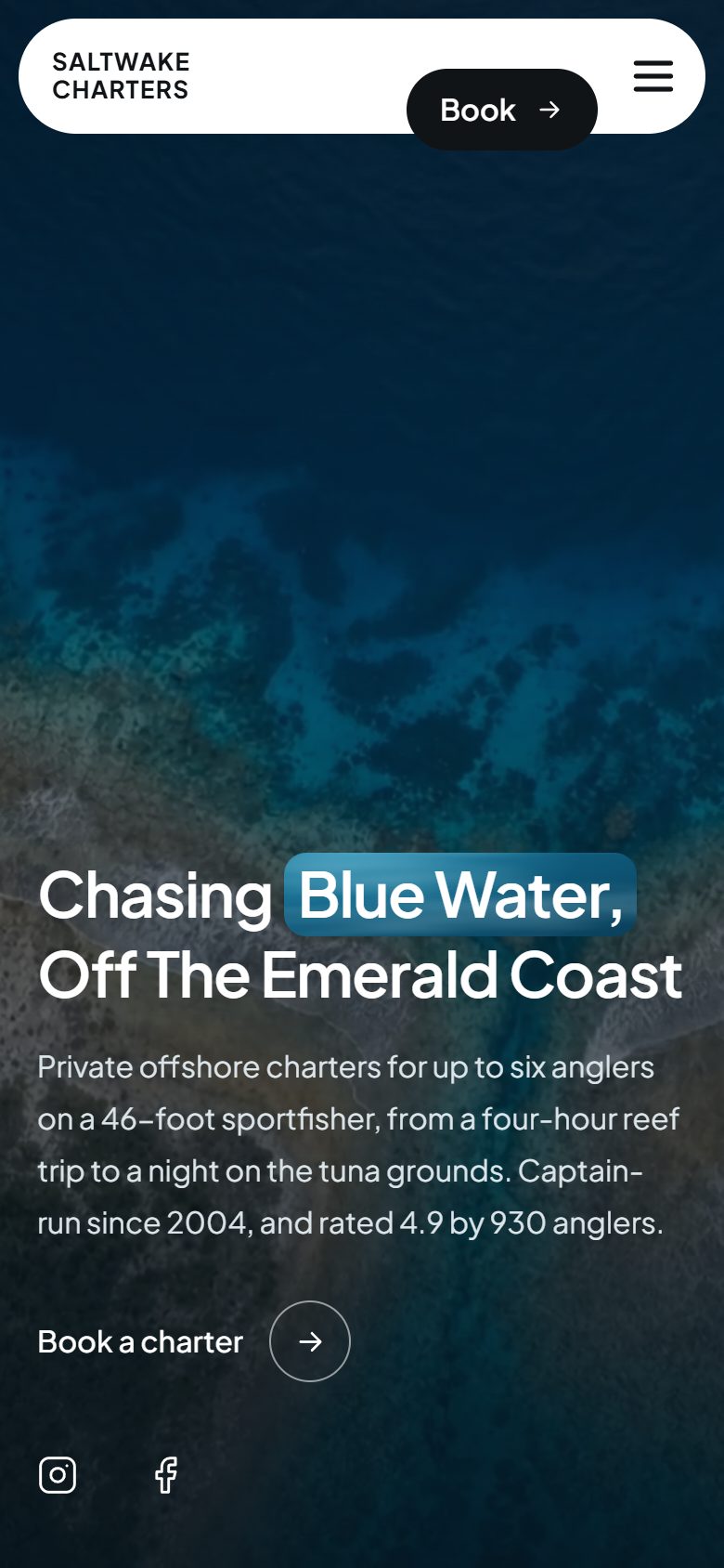 Saltwake Charters on a phone