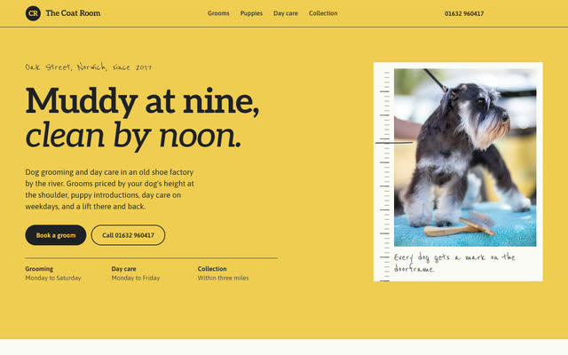 The Coat Room, a pet grooming & care website template