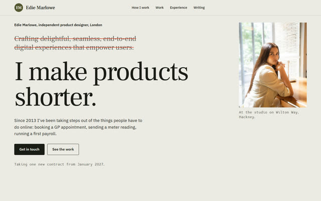Edie Marlowe, a personal brand & cv website template