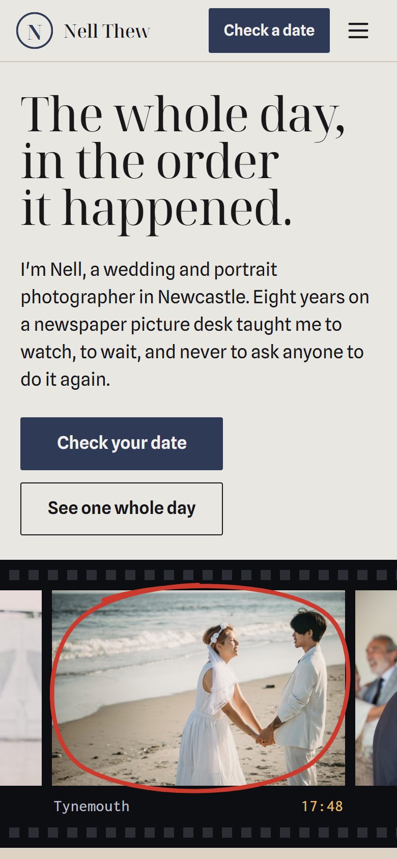 Nell Thew Photography on a phone