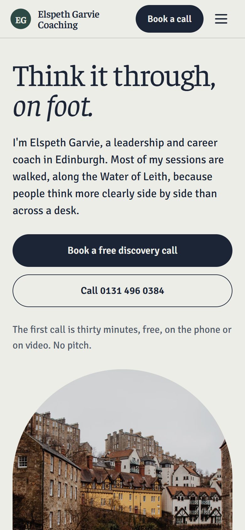 Elspeth Garvie Coaching on a phone