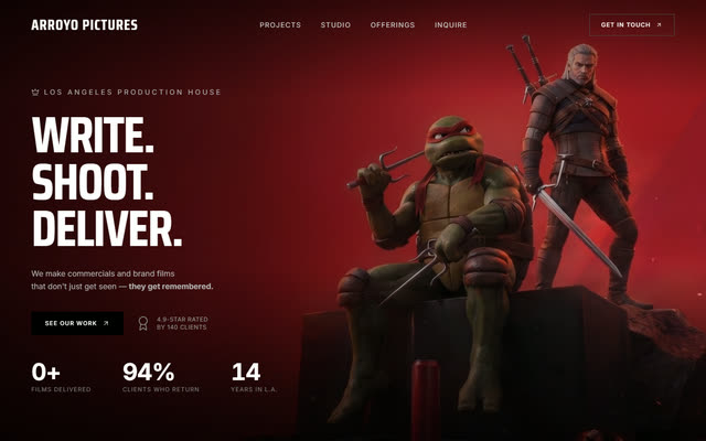 Arroyo Pictures, a video production website template