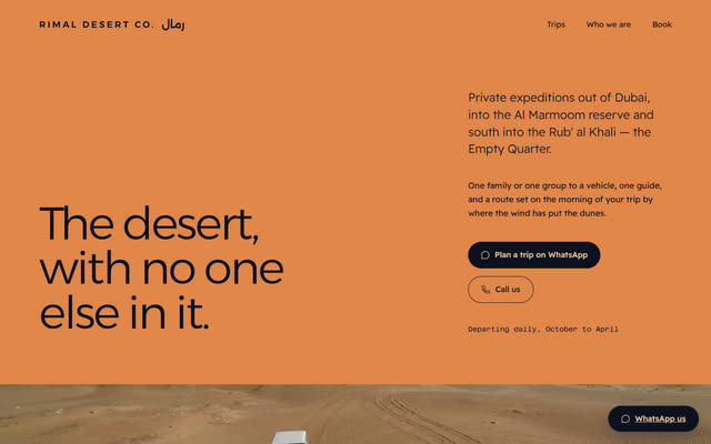 Rimal Desert Co., a desert tours & expeditions website template
