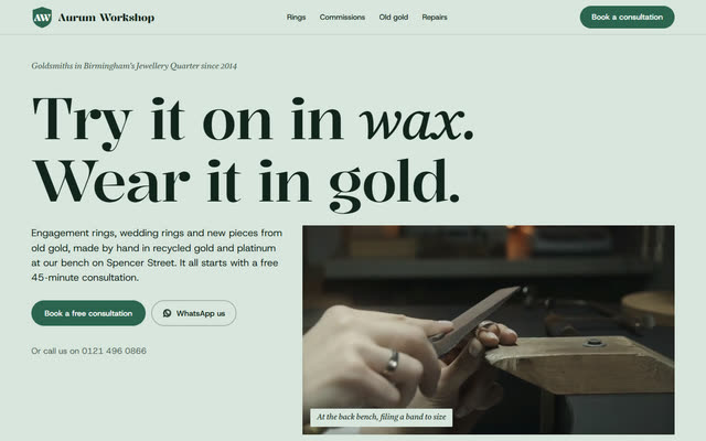 Aurum Workshop, a jeweller website template