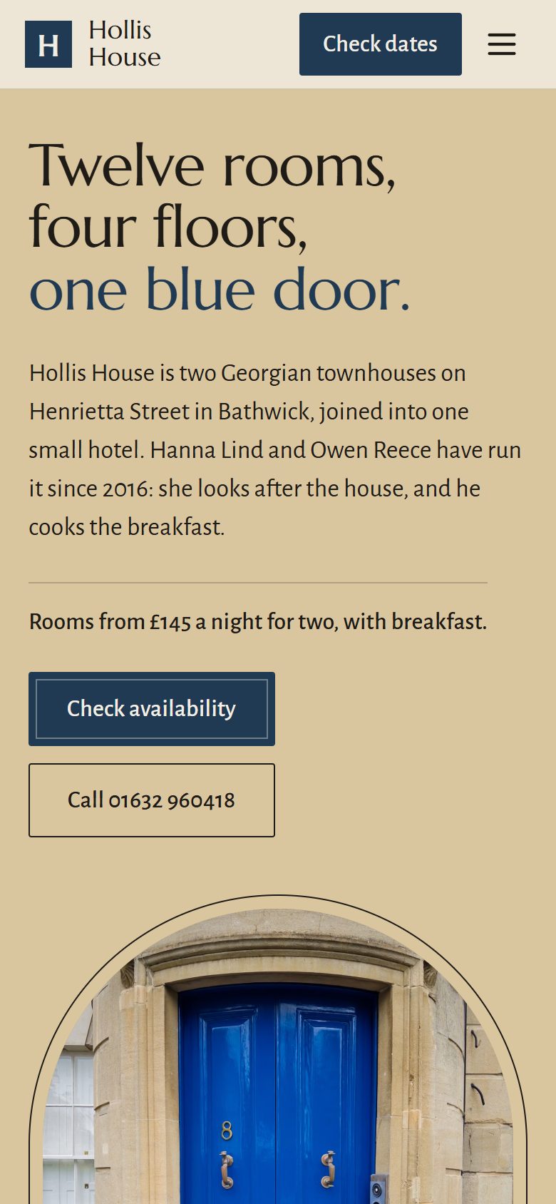 Hollis House on a phone