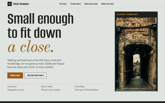 Close Company, a tours & experiences website template