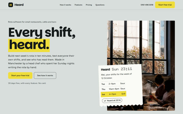 Heard, a software startup website template