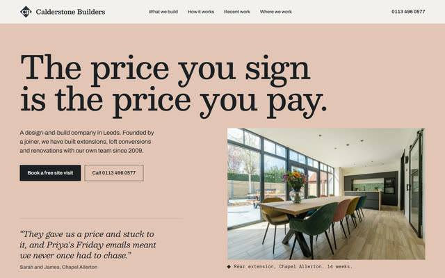 Calderstone Builders, a builder website template