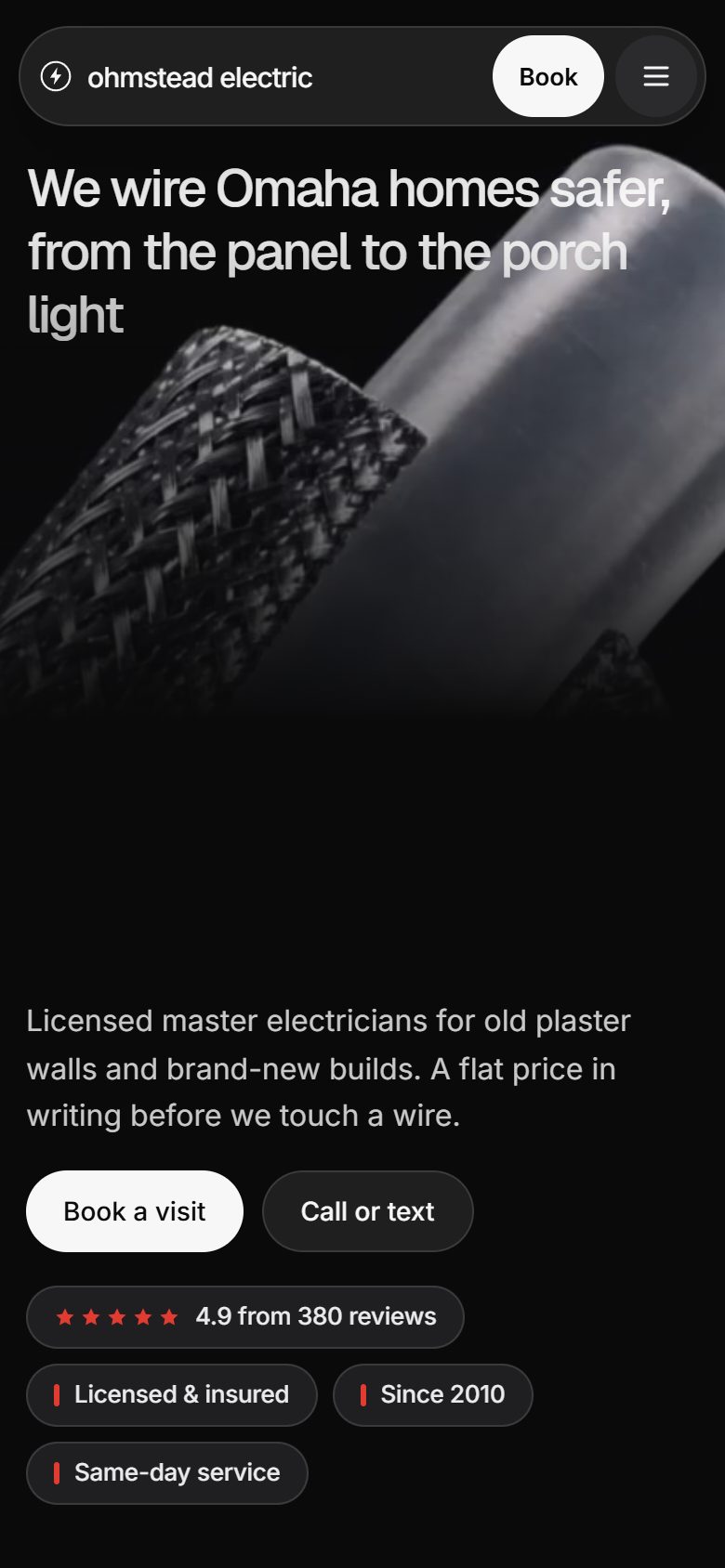 Ohmstead Electric on a phone