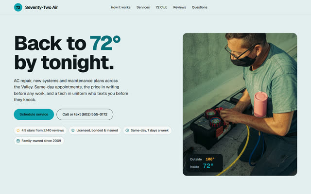 Seventy-Two Air, a heating & air website template