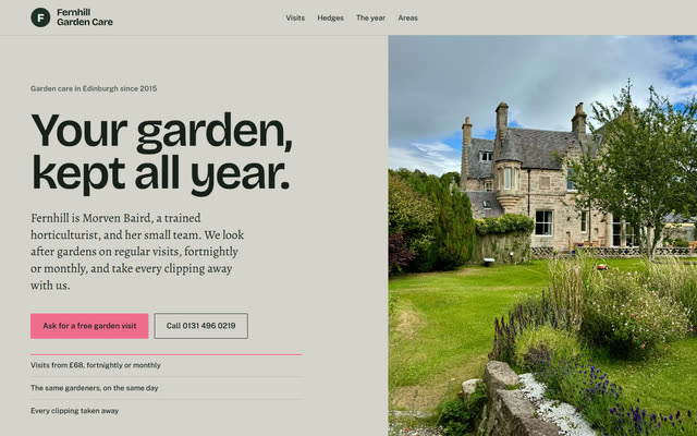 Fernhill Garden Care, a garden care website template