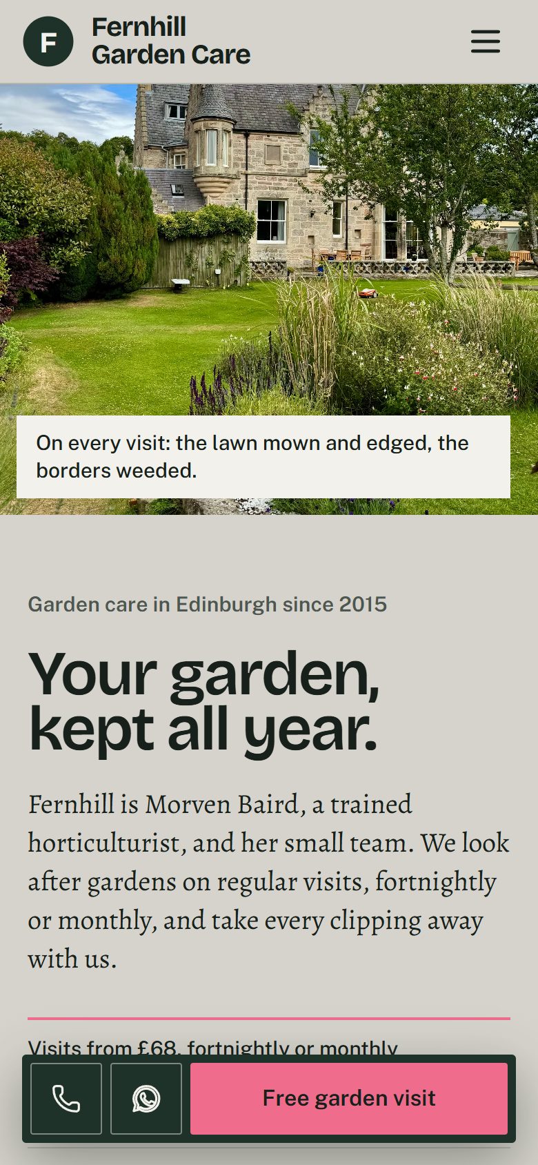 Fernhill Garden Care on a phone