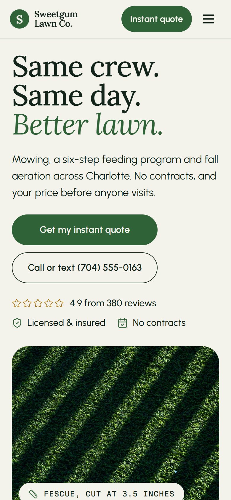 Sweetgum Lawn Co. on a phone