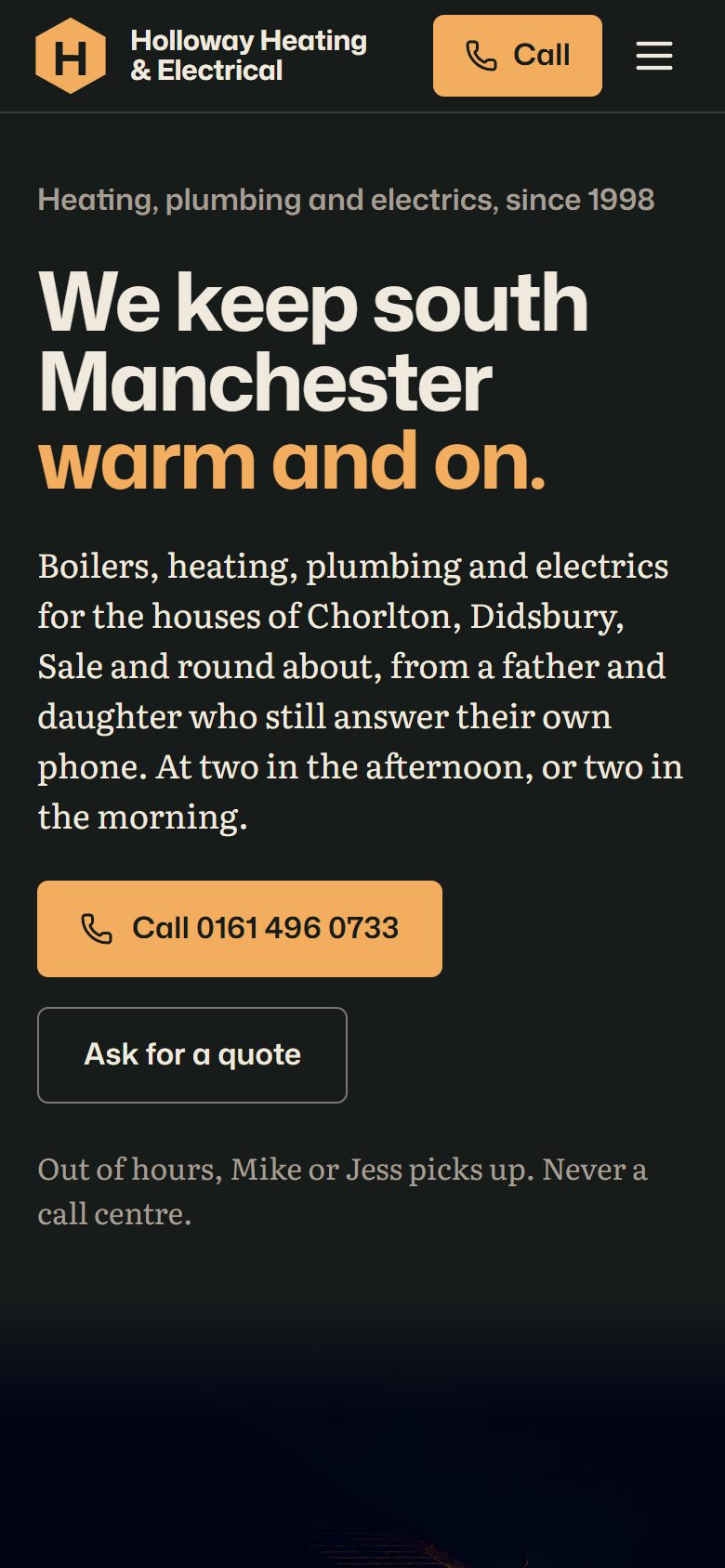 Holloway Heating & Electrical on a phone