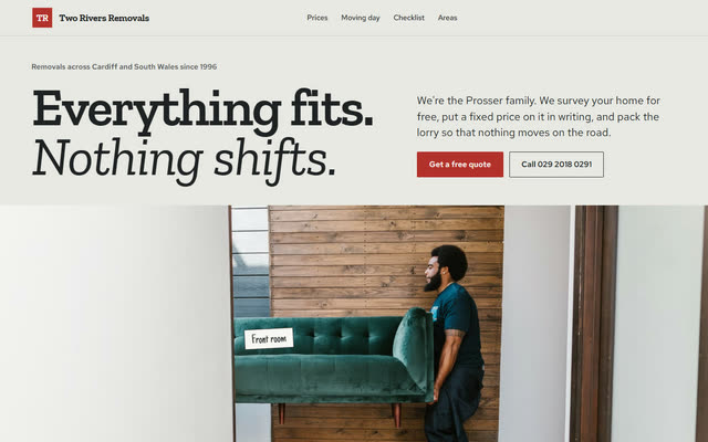 Two Rivers Removals, a removals website template