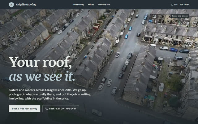 Ridgeline Roofing, a roofing website template