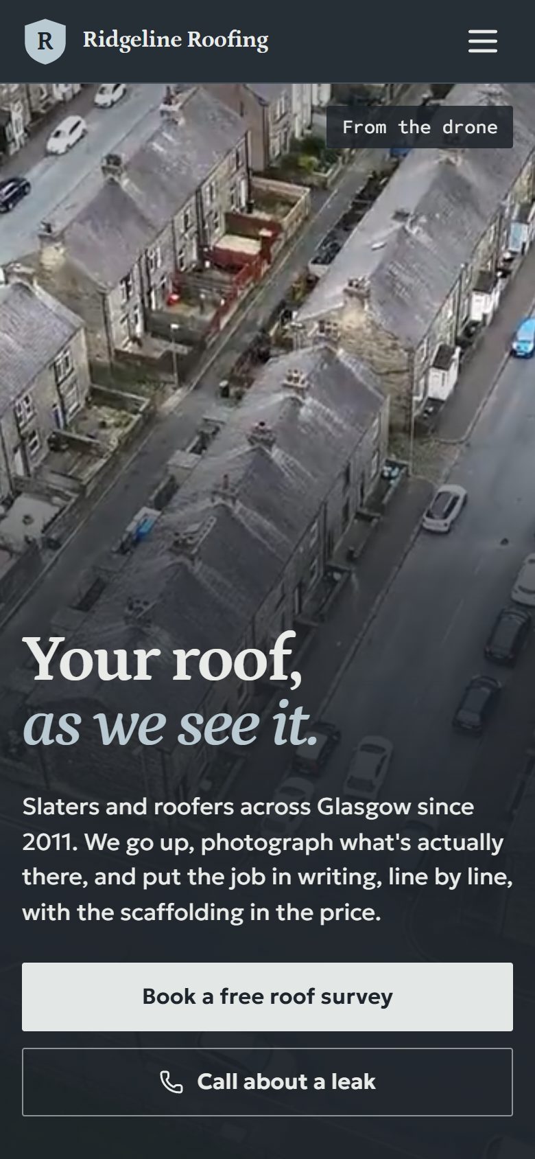 Ridgeline Roofing on a phone