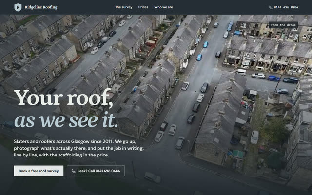 Ridgeline Roofing, a roofing website template