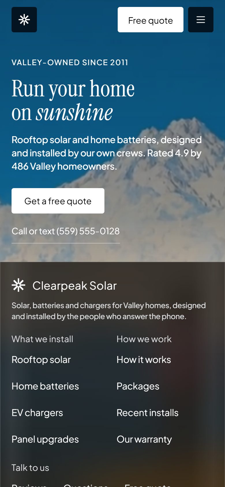 Clearpeak Solar on a phone