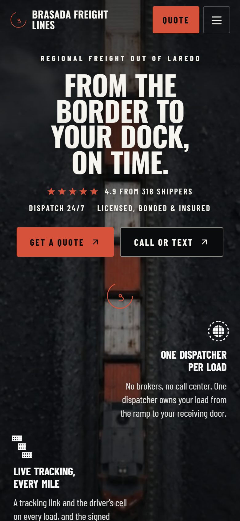 Brasada Freight Lines on a phone