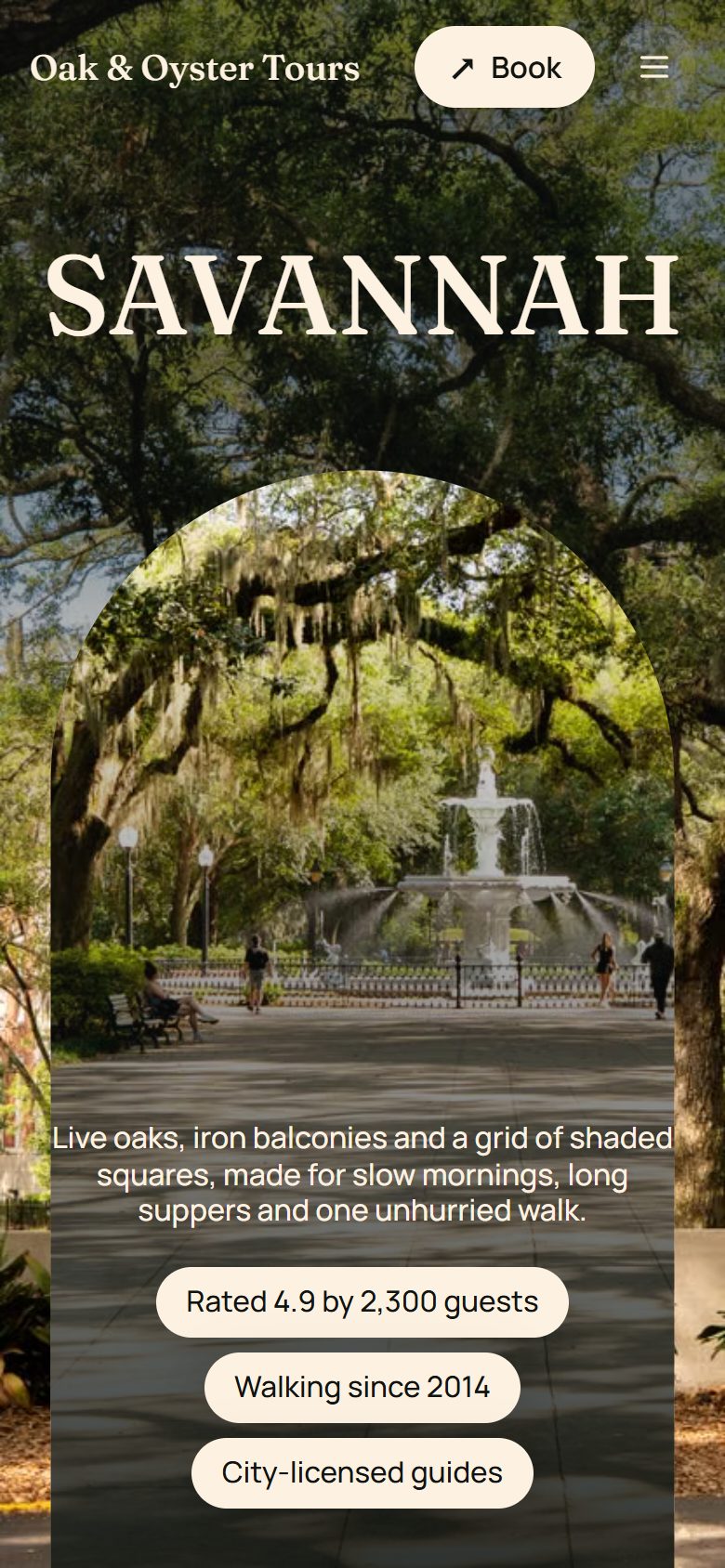 Oak & Oyster Tours on a phone